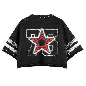 Camiseta Gráfica Personalizada de Hombre, Estilo Vintage, Lavado Ácido, Efecto Desgastado, 280 Gsm, con Pedrería, Corte Boxy y Ajuste Recortado - Product Image 1