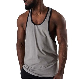 Débardeur en coton gris pour homme, couleur unie, col rond, respirant, tricoté, décontracté, pour l'entraînement - Product Image 6