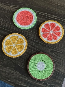 CRYSTAL CRAFT Posavasos con cuentas de diseño personalizado inspirado en lo vintage, resistentes al calor, de material textil, hechos en India, similar a los iconos. - Product Image 3