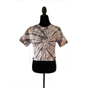 Camiseta sin costuras para mujer, top corto con cuello redondo y lazo, estampado personalizado, tie-dye, camisetas personalizables con cuello redondo y lazo tie-dye - Product Image 1