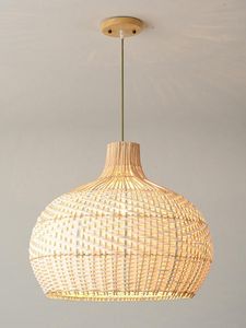 Lustre suspendu contemporain en bambou, abat-jour tissé à la main pour la décoration intérieure - Product Image 6