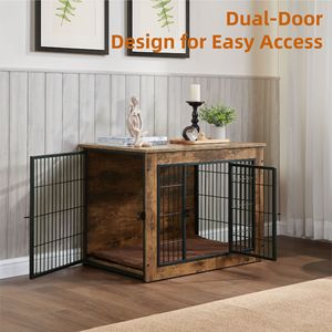 Cuccia per Cani Robusta da 40 Pollici con Doppia Porta, Gabbia in Legno per Cani, Cuccia Imbottita per Animali Domestici, Gabbia di Alta Qualità per Cuccioli e Cani - Product Image 4