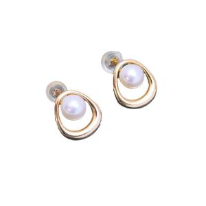 Boucles d'oreilles en perles d'eau douce pour femmes, S925, 6-7/7-8, forte luminosité, faibles défauts, perles doubles, vente en gros pour un style simple - Product Image 5