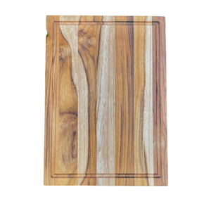 Tabla de cortar rectangular de madera de teca con asa, diseño de rayas, varios tamaños, con ranura para jugos, superficie antideslizante, hecha en Vietnam. - Product Image 2