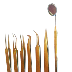 7PCS Gold Plated Eyelash Extension Tweezers Set Stainless Steel Mirror Handle Professional Lash <b>Tools</b> Wholesale - Product Image 1