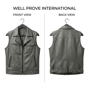 Chaleco de Cuero Marrón Premium de 700 GSM, Chaqueta sin Mangas de Cuero Genuino Multipanel, Logotipo Grabado Personalizado, Transpirable, Resistente al Viento, para Hombre - Product Image 3