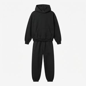 Custom Heavyweight <b>Fleece</b> Tracksuit Men <b>Oversized</b> Pullover <b>Hoodie</b> and Joggers Set 100% Cotton Streetwear Sweatsuit OEM ODM - Product Image 5