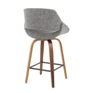 Set di 2 Sgabelli da Bar in Stile Mid-Century Modern, in Noce e Tessuto Grigio - Product Image 4