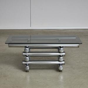 Meubles de salon de style moderne, table d'appoint en métal moderne avec pieds en métal argenté ronds - Product Image 1