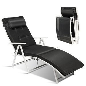 Silla de Playa Plegable Ligera y Ajustable con Almohada para Uso en Exteriores - Product Image 1