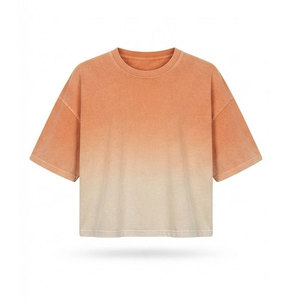 T-shirt oversize délavé au soleil pour femme, en coton doux, col rond, décontracté, mode quotidienne, t-shirt en coton délavé au soleil - Product Image 1