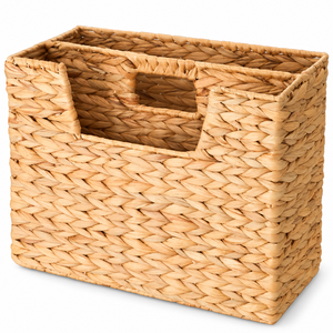 Cesta Organizadora de Revistas y Archivos Rectangular Personalizable y Ecológica de Jacinto de Agua con 2 Compartimentos y Asa de Transporte al por Mayor - Product Image 1