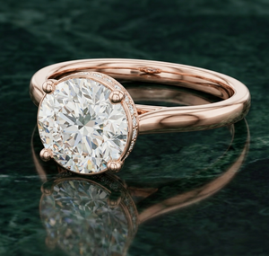 Bague de fiançailles en or rose plaqué diamant pour femme, diamant de laboratoire taille brillant certifié IGI, bague élégante de luxe - Product Image 5