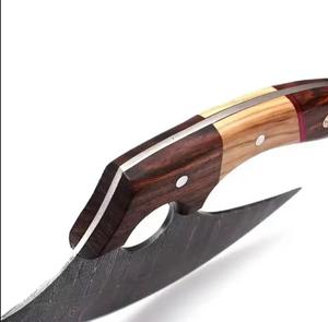 Cortador de Pizza de Acero de Damasco Hecho a Mano de Alta Calidad con Mango de Madera Personalizado y Funda de Cuero - Product Image 6