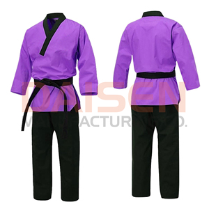Purple Taekwondo Uniform <b>Kids</b> Cotton Martial Arts Wear Black <b>Belt</b> Included Regular Fit Unisex Children's Sportswear - Product Image 6