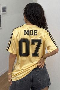Custom Gold Women Oversize Football Jersey Short Sleeve Streetwear Sport T Shirt Wholesale American Football Jersey OEM Supplier - Product Image 3