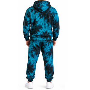 Ensemble de survêtement tie-dye personnalisé avec veste à capuche et pantalon de jogging à cordon de serrage – Tenue urbaine contemporaine pour commandes en marque blanche et personnalisation facile - Product Image 3