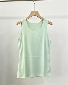 Women's Solid Knitted Tank Top Scoop Neck Breathable Regular Length Minimalist Style White Mint Blue - Product Image 3