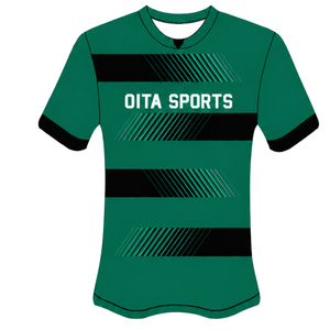 Camiseta de Rugby Verde Esmeralda y Negra, Manga Corta, Cuello Redondo, Rayas, Uniforme de Equipo Personalizado, Transpirable, para Entrenamiento y Rendimiento Atlético - Product Image 1