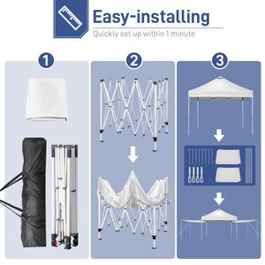 Tenda a baldacchino pop-up da esterno 3x3m con 2 pareti laterali per feste - Product Image 1