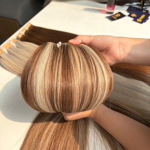Extensiones de cabello RUSA Long Bio Tape In, color piano, mezcla rubio y castaño, cabello humano, calidad súper doblemente tramado. - Product Image 3