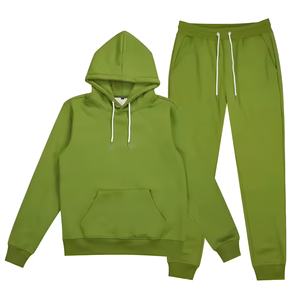 ชุดวอร์มผู้ชายสีพื้นผ้าฟลีซ เสื้อฮู้ดและกางเกงจ็อกเกอร์ สไตล์ลำลอง สตรีทแวร์ ทรงหลวม แฟชั่นคนเมือง ขายส่ง OEM สำหรับฤดูหนาว - Product Image 1