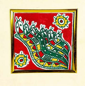 Pintura Madhubani de Mithila de Primera Calidad, Hecha a Mano, Arte Folclórico Metálico 3D, Decoración Cultural del Hogar de Jharkand - Product Image 2