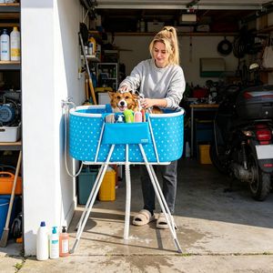 Vasca Professionale per Toelettatura Animali Domestici per Uso Interno - Bagno per Rettili e Gatti, Pulizia Cani, Materiali Legno e PP - Product Image 5