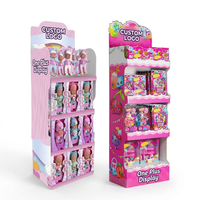 Présentoir de sol ondulé personnalisé, pliable, écologique, autoportant, lavable, avec crochets pour panneau perforé, pour jouets d'enfants
