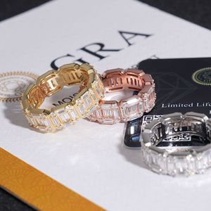 Bague d'éternité en moissanite pour homme, en argent 925, coupe baguette, sertie de pierres, bague de déclaration de luxe pour mariage et anniversaire, cadeau pour lui - Product Image 5