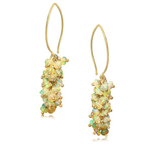 GOODSTONE JEWELS HM 27 Handmade Silver Plated Opal Beaded Cluster French <b>Hook</b> Style Multicolor Boho Dangle Statement <b>Earrings</b> - Product Image 1