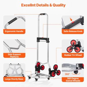 Carrello Saliscale Pieghevole Telescopico per Carichi Pesanti, Capacità 120 kg, in Materiale PP, per Traslochi - Product Image 6