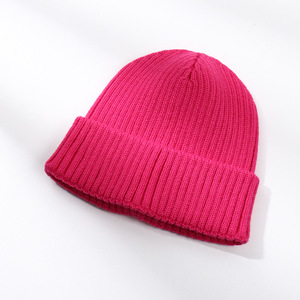 Custom High Quality Mens Winter Warm Plain Black 100%Cotton Cuffed <b>Knitted</b> <b>Beanie</b> Cap Hat Leather Label Logo <b>Beanies</b> - Product Image 3