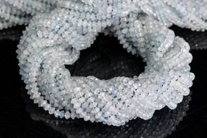 Perles d'aigue-marine bleues, pierres précieuses naturelles authentiques, perles rondes en vrac, brin complet, vente en gros, fabrication de bijoux - Product Image 2