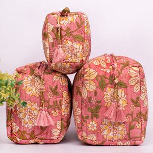 Bolsa de Maquillaje Portátil de Lujo, Gran Capacidad, Acolchada, de Algodón Ecológico, con Estampado a Mano, Lavable, con Cierre - Product Image 2