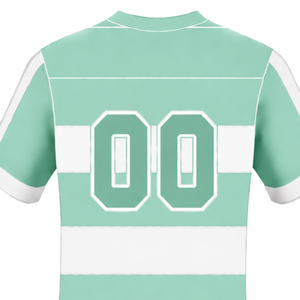Camiseta de Rugby Verde Menta y Blanca de Manga Corta, Cuello Redondo, Rayas, para Entrenamiento Deportivo, Partidos y Equipos - Product Image 4