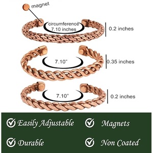 Brazalete Magnético de Cobre con Cadena Trenzada Resistente, Brazalete Abierto de Malla de Alambre Retorcido, Estilo Vintage Unisex - Product Image 4