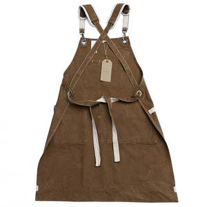 Tablier de mixologue en toile premium avec bretelles en cuir réglables, uniforme de bar professionnel, double couture, passants pour outils, pour les professionnels - Product Image 2