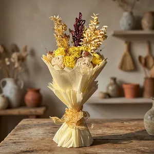 Ramo de Rosas Secas para Decoración de Bodas, Arreglo Floral Amarillo Beige, Adorno para Mesa de Eventos - Product Image 3