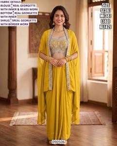 Ensemble de fête Lehenga Choli pour femme en Georgette traditionnelle Pastel Whisper, longueur ras du sol, séchage rapide - Product Image 3