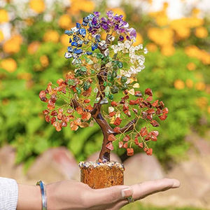 Arbre de Vie 7 Chakras Naturel Fait Main avec 300 Perles en Pierres Précieuses et Cristaux, Décoration en Fil Métallique, Cadeau de Guérison - Product Image 2
