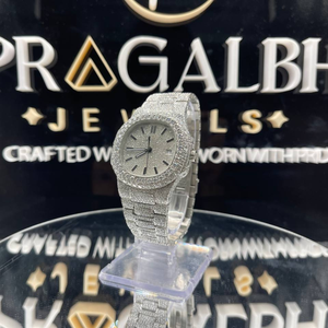 Montre de luxe entièrement sertie de moissanite, en acier inoxydable argenté, automatique, mécanique, style diamant, étanche - Product Image 5