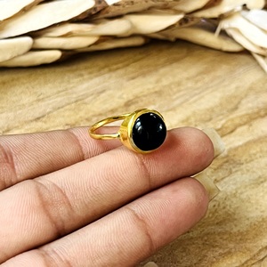 Trendy New Design Black Onyx Gold <b>Ring</b> <b>Boho</b> Brass <b>Rings</b> For Women 18k Gold Plated Minimalist Celestial Band Wholesale/OEM/ODM - Product Image 5