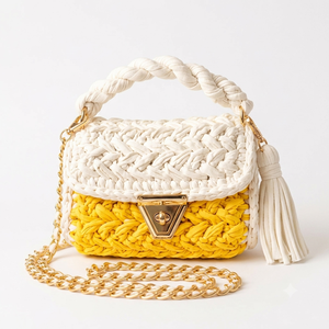 Bolso Bandolera de Mujer 100% Hecho a Mano con Tejido Trenzado de Poliéster, Correa de Cadena con Cierre Dorado, de Algodón, Pequeña Capacidad, para Uso Diario - Product Image 1