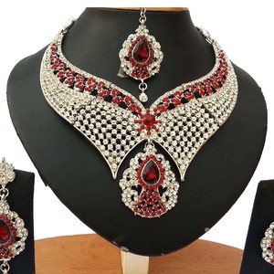 Vintage <b>Silver</b> Plated Crystal Rhinestone <b>Necklace</b> Earrings <b>Set</b> Women Wedding Jewelry Alloy Fashion Jewelry <b>Sets</b> - Product Image 1
