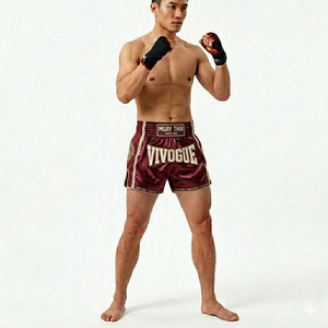 กางเกงมวยไทยสั่งทำ OEM สำหรับผู้ชาย ผ้าซาติน กางเกงชกมวยคิกบ็อกซิ่ง MMA กางเกงต่อสู้ ขายส่ง กางเกงมวยไทยจำนวนมาก - Product Image 2