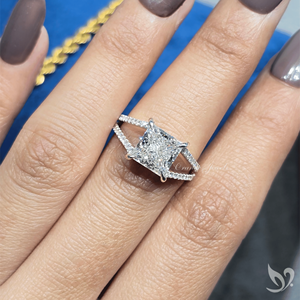 แหวนหมั้นเพชรแล็บเกรดพรีเมียม 3 กะรัต ทรงเจ้าหญิง ประดับเพชรแบบฝังเต็มวง ทองคำขาว 10K รับรองโดย IGI สำหรับขอแต่งงาน - Product Image 4