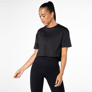 Camiseta Deportiva Corta para Mujer, 100% Algodón, Corte Ajustado, Cuello en V, Manga Corta, Tejido Jersey, Secado Rápido, Tallas Grandes, Ligera, 180g - Product Image 2