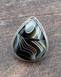 Bague en argent sterling 925 faite à la main avec cadeau d'anniversaire en agate du Botswana naturelle pour elle - Product Image 5