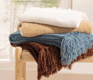 Plaid de luxe nordique en chenille couleur rouille, 100 % polyester, respirant, écologique, portable, pour toutes les saisons - Product Image 5